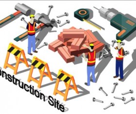 Construction site isometry infographic vector 04