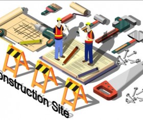 Construction site isometry infographic vector 05