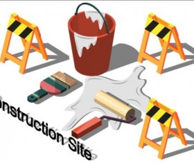 Construction site isometry infographic vector 06