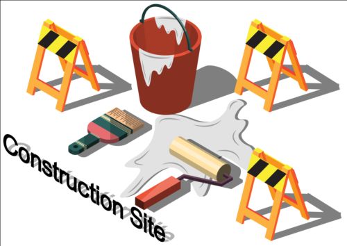 Construction site isometry infographic vector 06