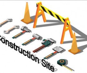 Construction site isometry infographic vector 08
