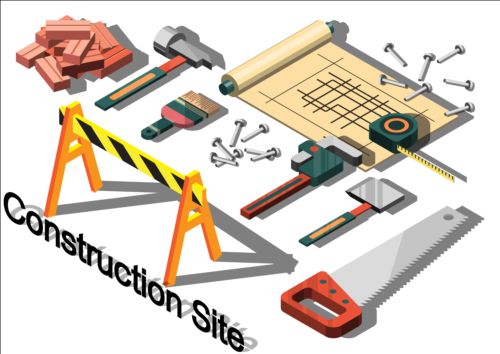 Construction site isometry infographic vector 12