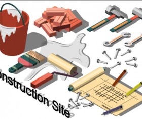 Construction site isometry infographic vector 13