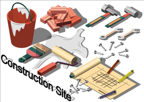 Construction site isometry infographic vector 13