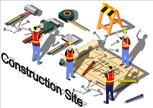 Construction site isometry infographic vector 14