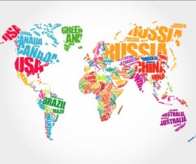 Country text with world map vector