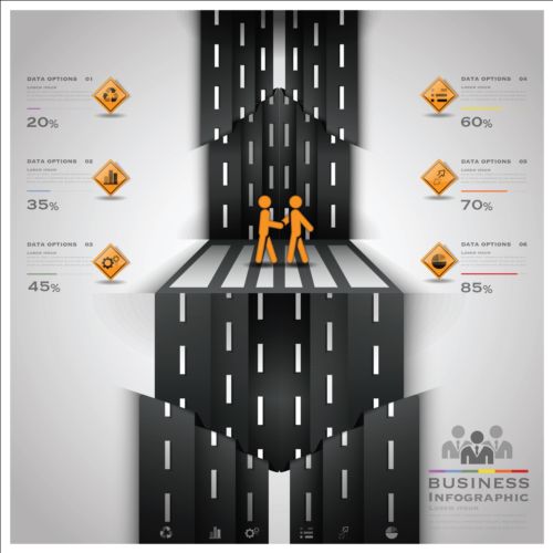 Creative road marking Infographics vector graphics 02