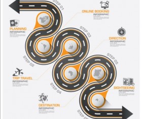 Creative road marking Infographics vector graphics 07