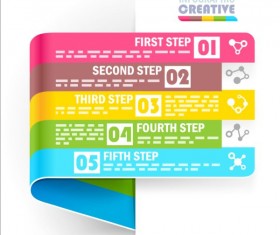 Curled banners infographic vectors set 04