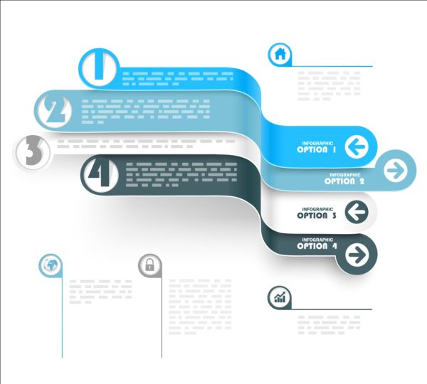 Curled banners infographic vectors set 07