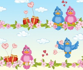Cute birds with love card vector 03