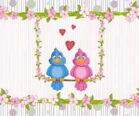 Cute birds with love card vector 05