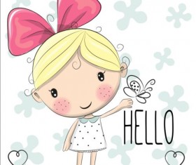 Cute cartoon girls design vector 01