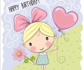 Cute cartoon girls design vector 04