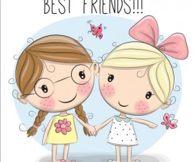 Cute cartoon girls design vector 06