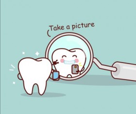Cute cartoon tooth design vector 01