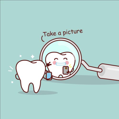 Cute cartoon tooth design vector 01