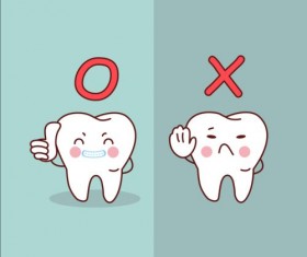 Cute cartoon tooth design vector 03