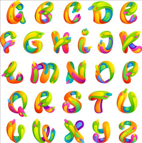 Cute colored alphabets vectors