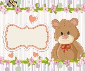 Cute floral border with baby card vector 03