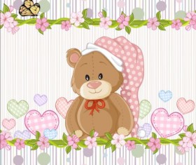 Cute floral border with baby card vector 04