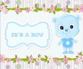 Cute floral border with baby card vector 06