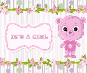 Cute floral border with baby card vector 07