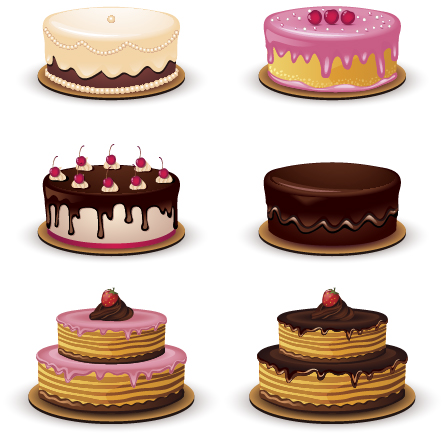 Cute round cakes vector