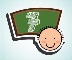 Cute student with blackboard vector sticker 01