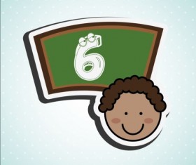 Cute student with blackboard vector sticker 04