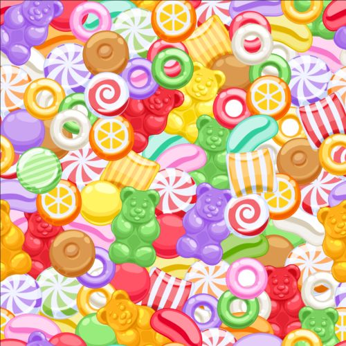 Cute sweet candy seamless pattern vector 01