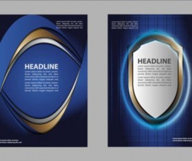 Dark blue flyer and brochure cover vector 01