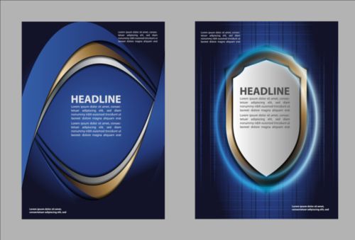Dark blue flyer and brochure cover vector 01