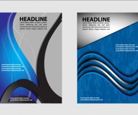 Dark blue flyer and brochure cover vector 02