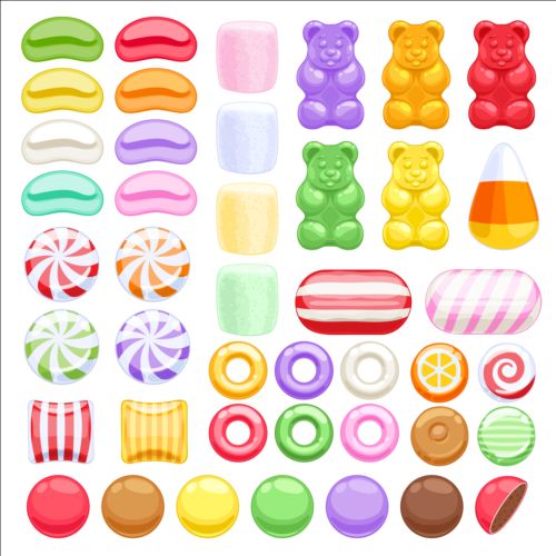 Different sweet candy set vector