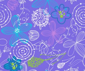 Doodle flowers hand drawing vector pattern 01