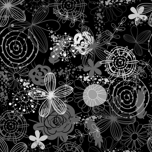 Doodle flowers hand drawing vector pattern 04