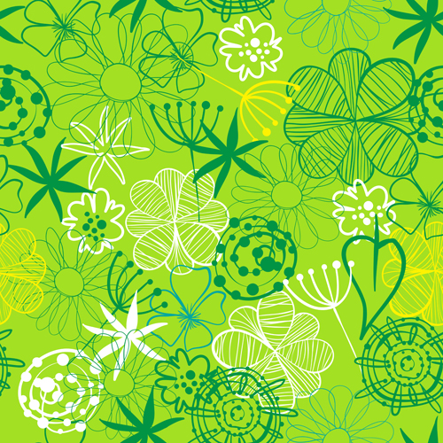 Doodle flowers hand drawing vector pattern 07