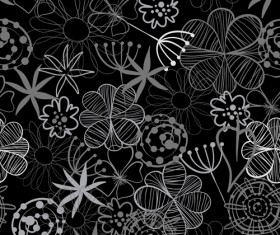 Doodle flowers hand drawing vector pattern 08