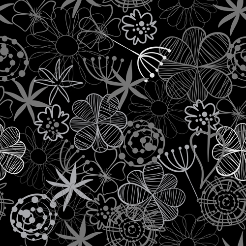Doodle flowers hand drawing vector pattern 08