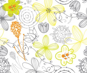 Doodle flowers hand drawing vector pattern 09