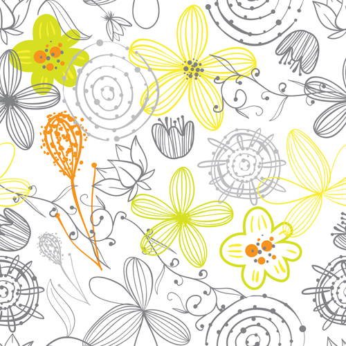 Doodle flowers hand drawing vector pattern 09