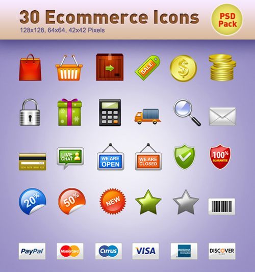 Ecommerce Icons PSD set