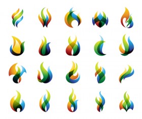 Fire colored logos vector set