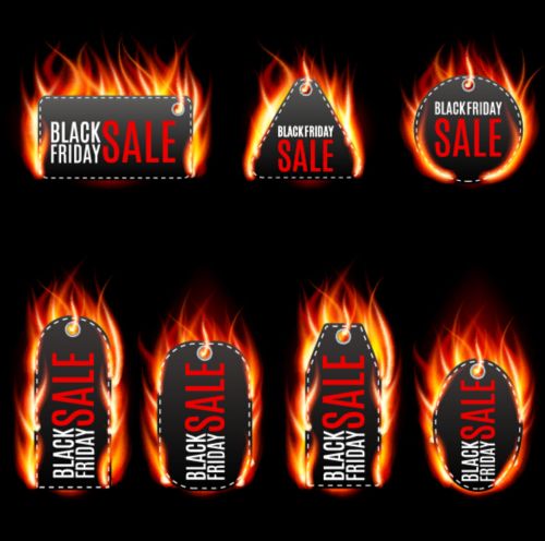 Fire with sale tags vector material