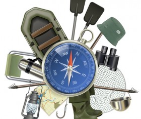 Fishing tackle with compass vector