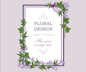 Flower and leaves with vintage frame vector 01