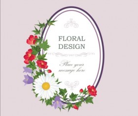 Flower and leaves with vintage frame vector 02