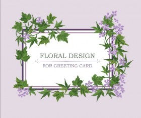 Flower and leaves with vintage frame vector 04