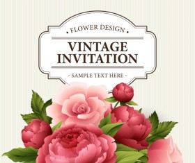 Flower design vintage invitations card vector 01
